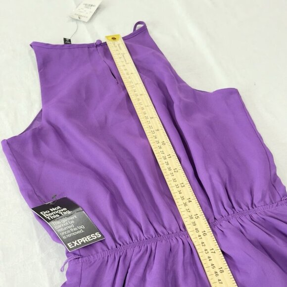 EXPRESS X-Small Purple & Black Sleeveless Keyhole Elastic Waist Dress (XS 0-2) - Picture 6 of 11